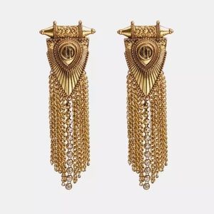 Gold Bohemian Fringe Statement Earrings Rhinestones Crystal Chandelier Jewelry